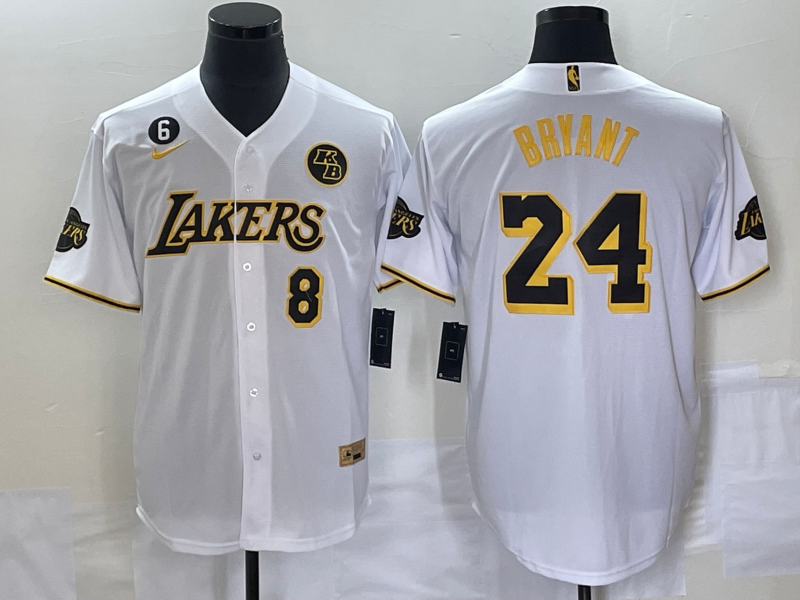 Men Los Angeles Lakers 24 Bryant white 2023 NBA Jersey style 6